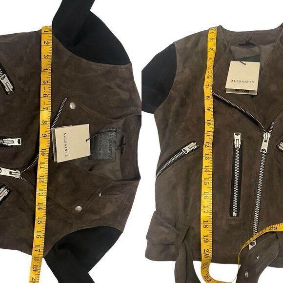 ALLSAINTS Jensen ColorBlock Leather Suede Biker Jacket Size 4 US 36 EU UK 8 - Picture 10 of 16